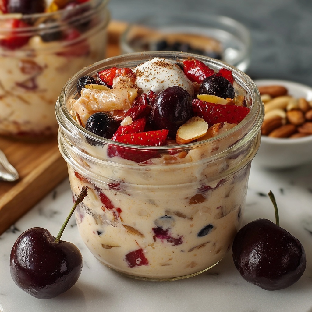 Berry Cherry Almond Overnight Oats Recipe - Recipe Image
