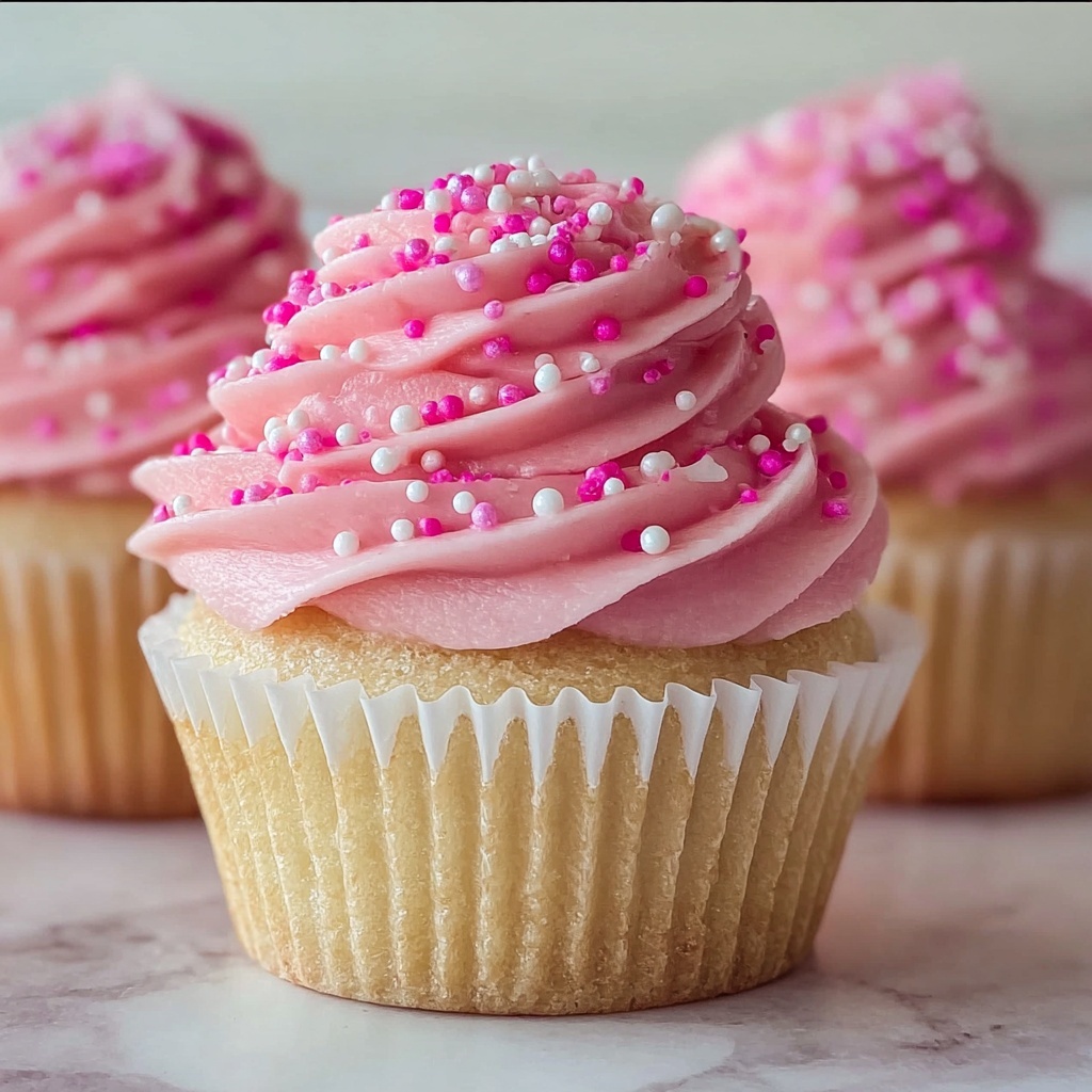 Pink Velvet Cupcakes with Vanilla Buttercream Frosting Recipe - Recipe Image