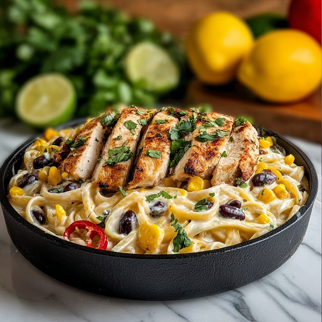 Creamy Southwest Chicken Alfredo Recipe - Recipe Image