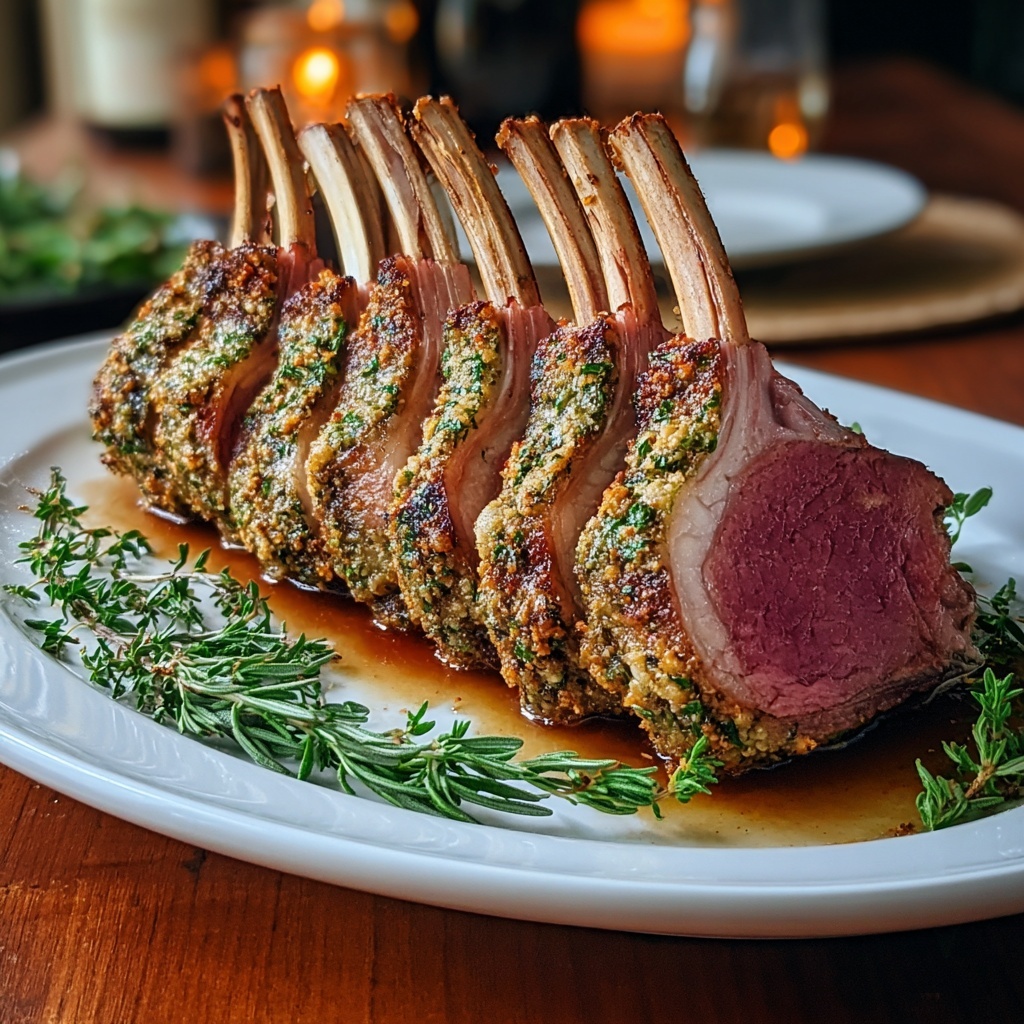 Herb-Crusted Rack of Lamb with Garlic and Rosemary Recipe - Recipe Image