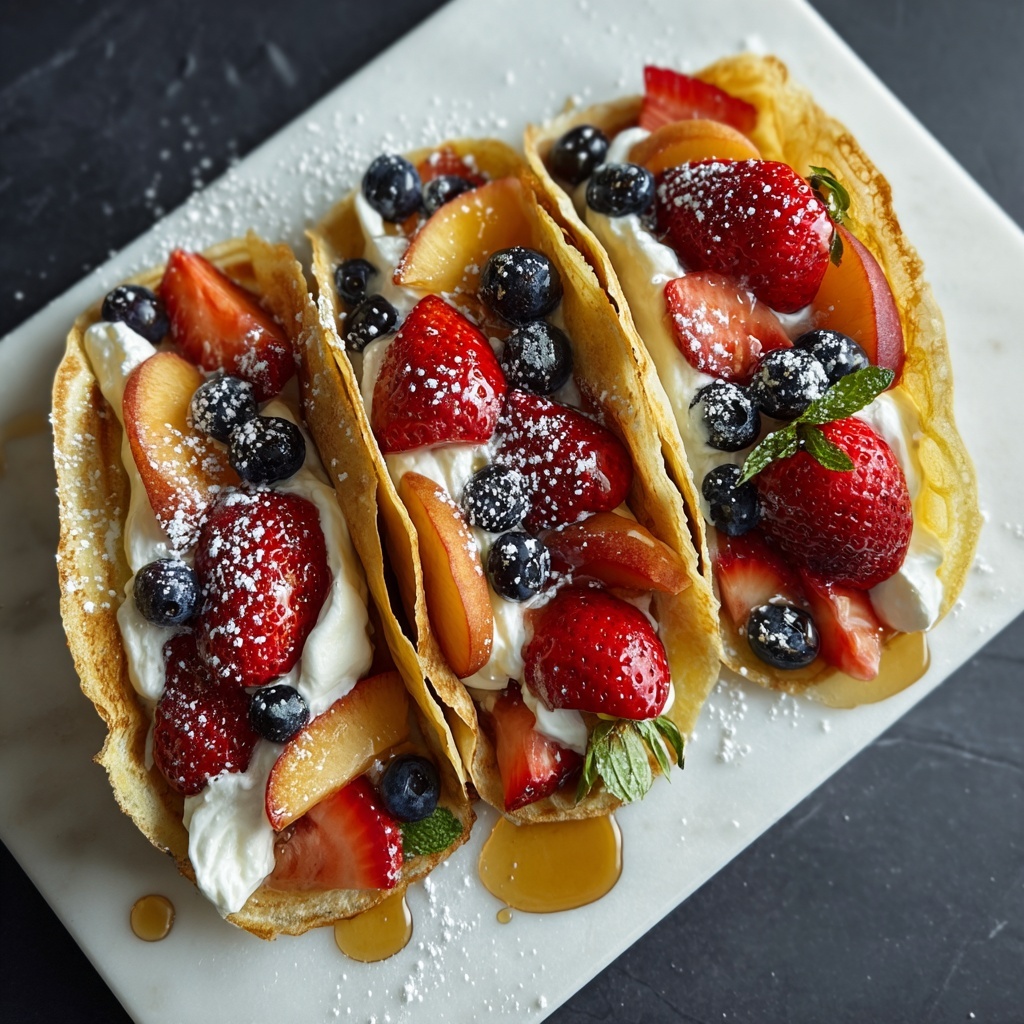 Sweet Pancake Tacos with Fresh Fruit and Whipped Cream Recipe - Recipe Image