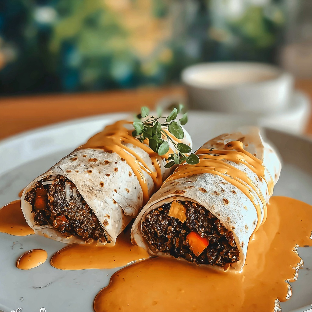 Cheesy Ground Beef Delight Wrap with Creamy Sauce Recipe - Recipe Image