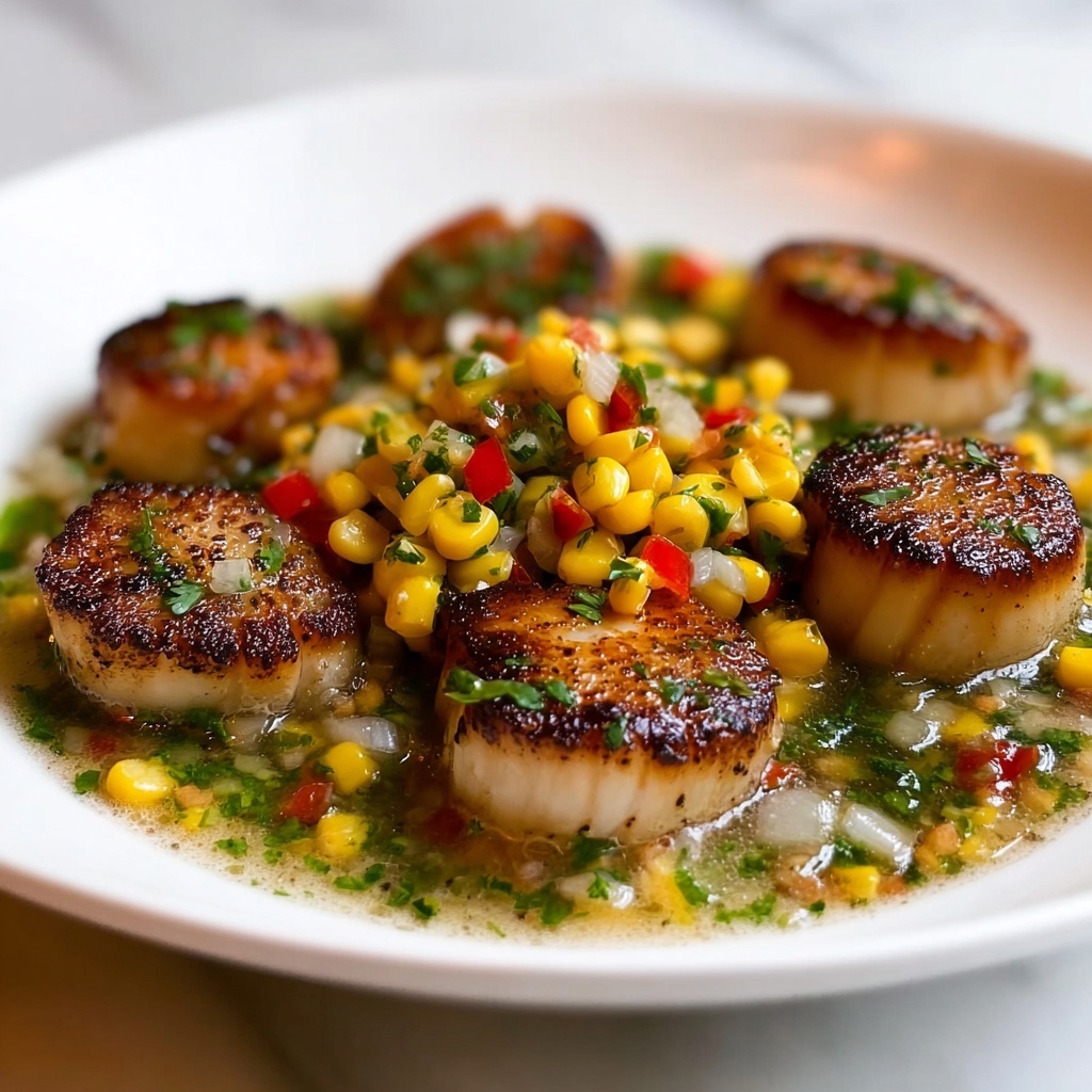 Scallops with Sautéed Corn and Chimichurri Recipe - Recipe Image