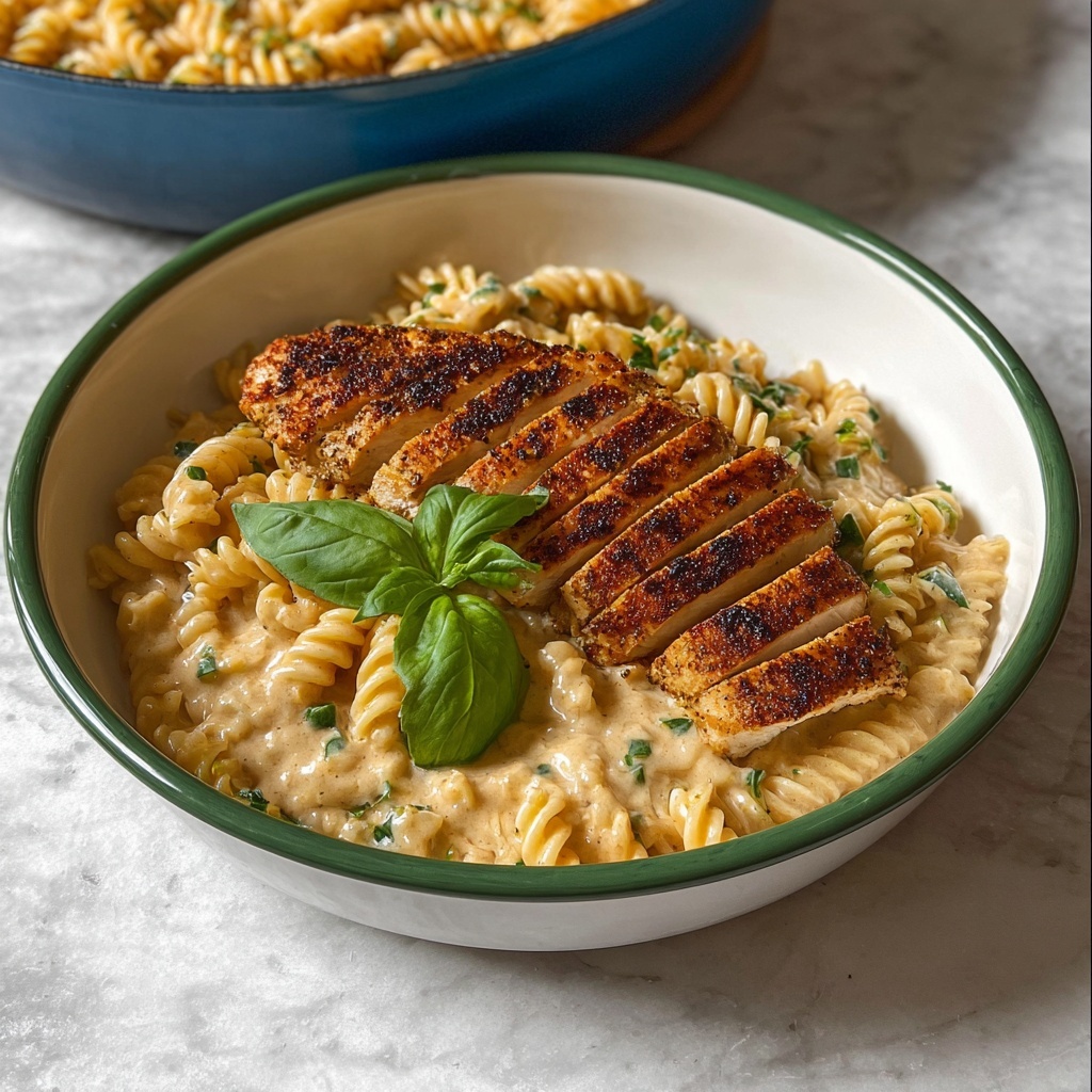Creamy Garlic Parmesan Pasta with Pan-Seared Chicken Recipe - Recipe Image