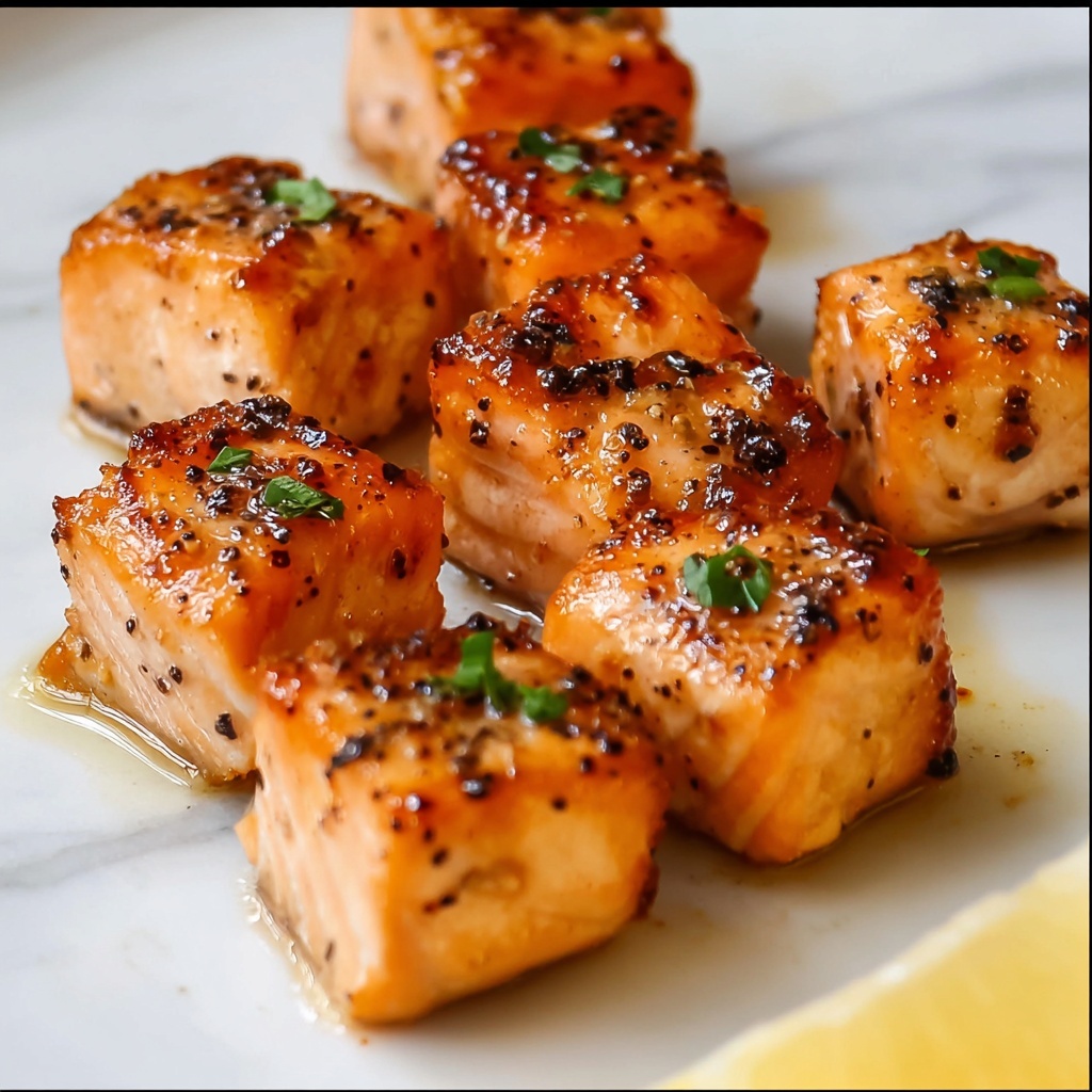 Lemon Garlic Air Fryer Salmon Bites Recipe - Recipe Image