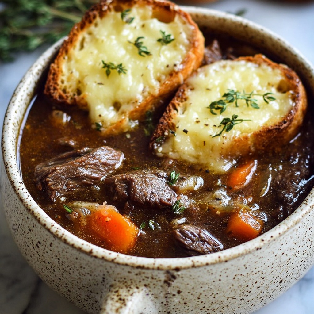 French Onion Beef Short Rib Soup Recipe - Recipe Image
