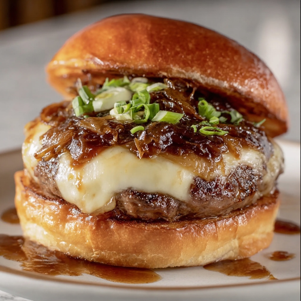 Gourmet French Onion Soup Burgers Recipe - Recipe Image