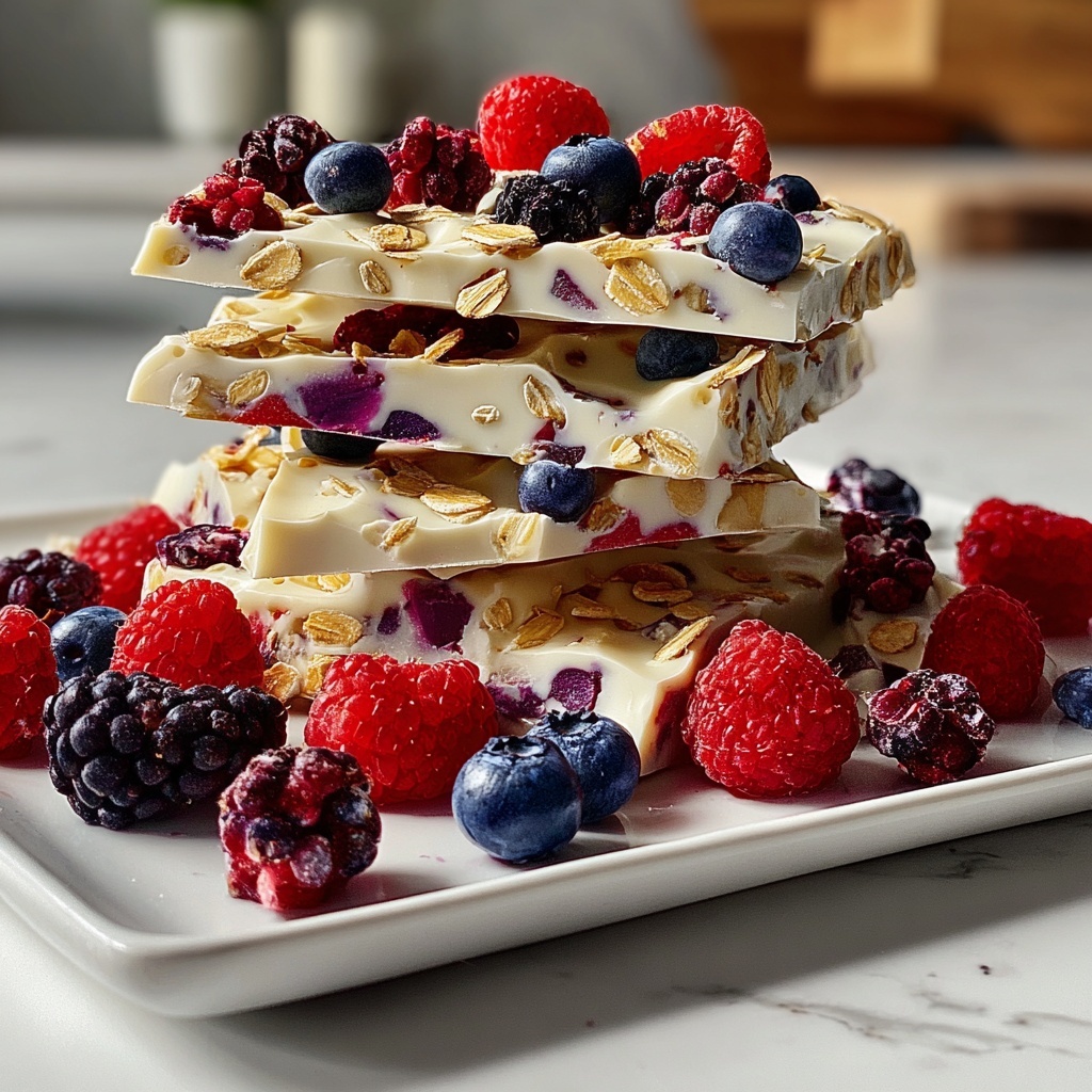 Frozen Yogurt Bark with Mixed Berries and Granola Recipe - Recipe Image