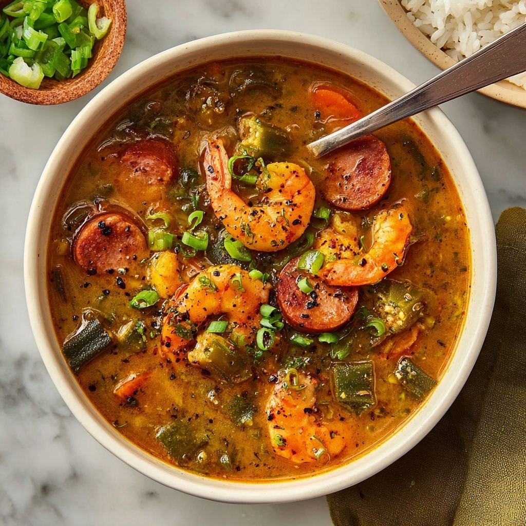 Creole Shrimp and Sausage Gumbo Recipe - Recipe Image