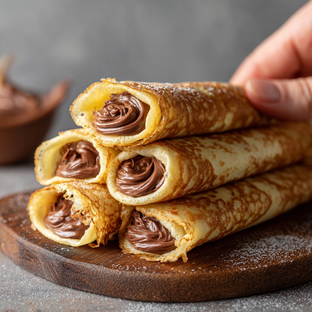 Handmade Chocolate-Filled Rolled Crepes Recipe - Recipe Image