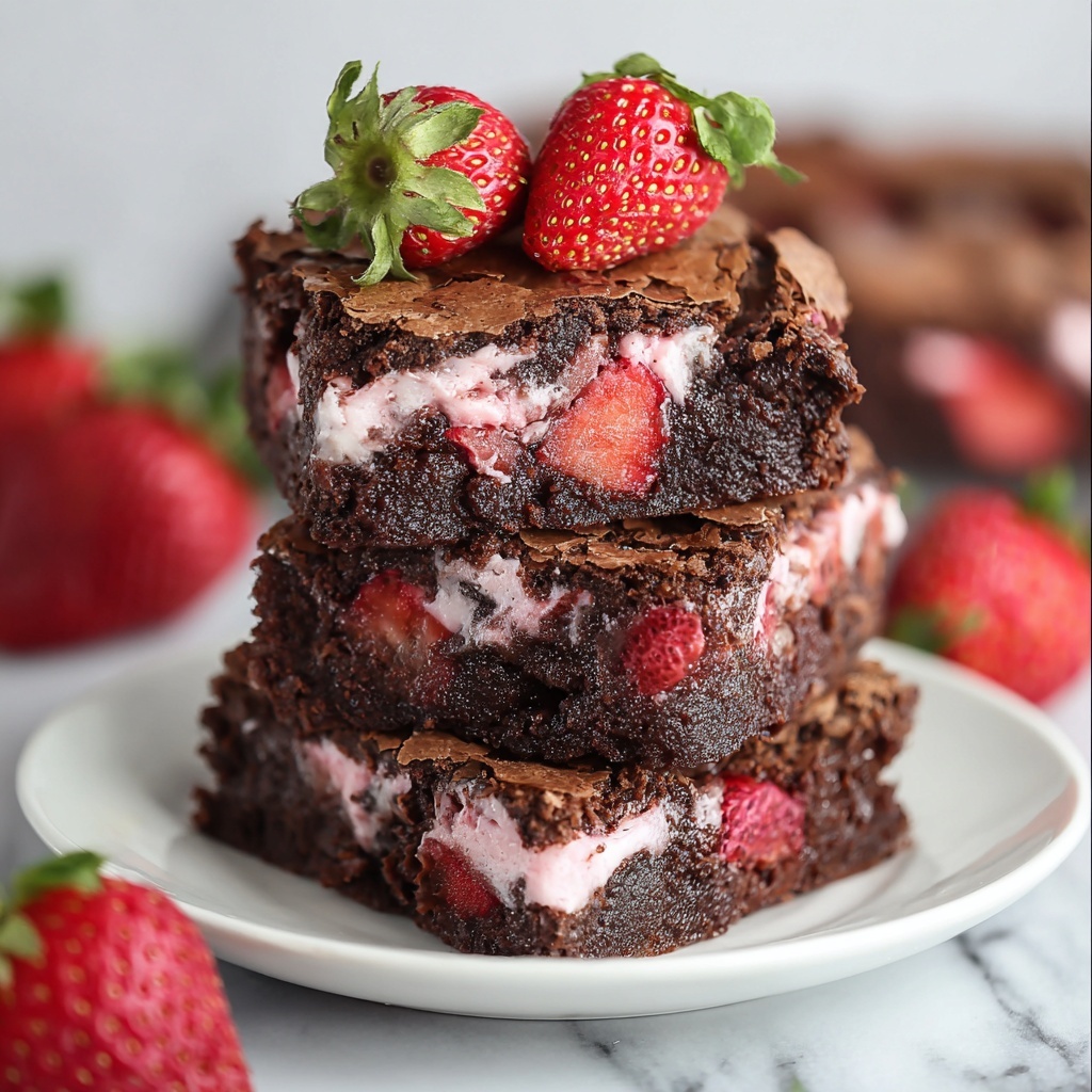 Strawberry Brownies with Creamy Glaze Recipe - Recipe Image