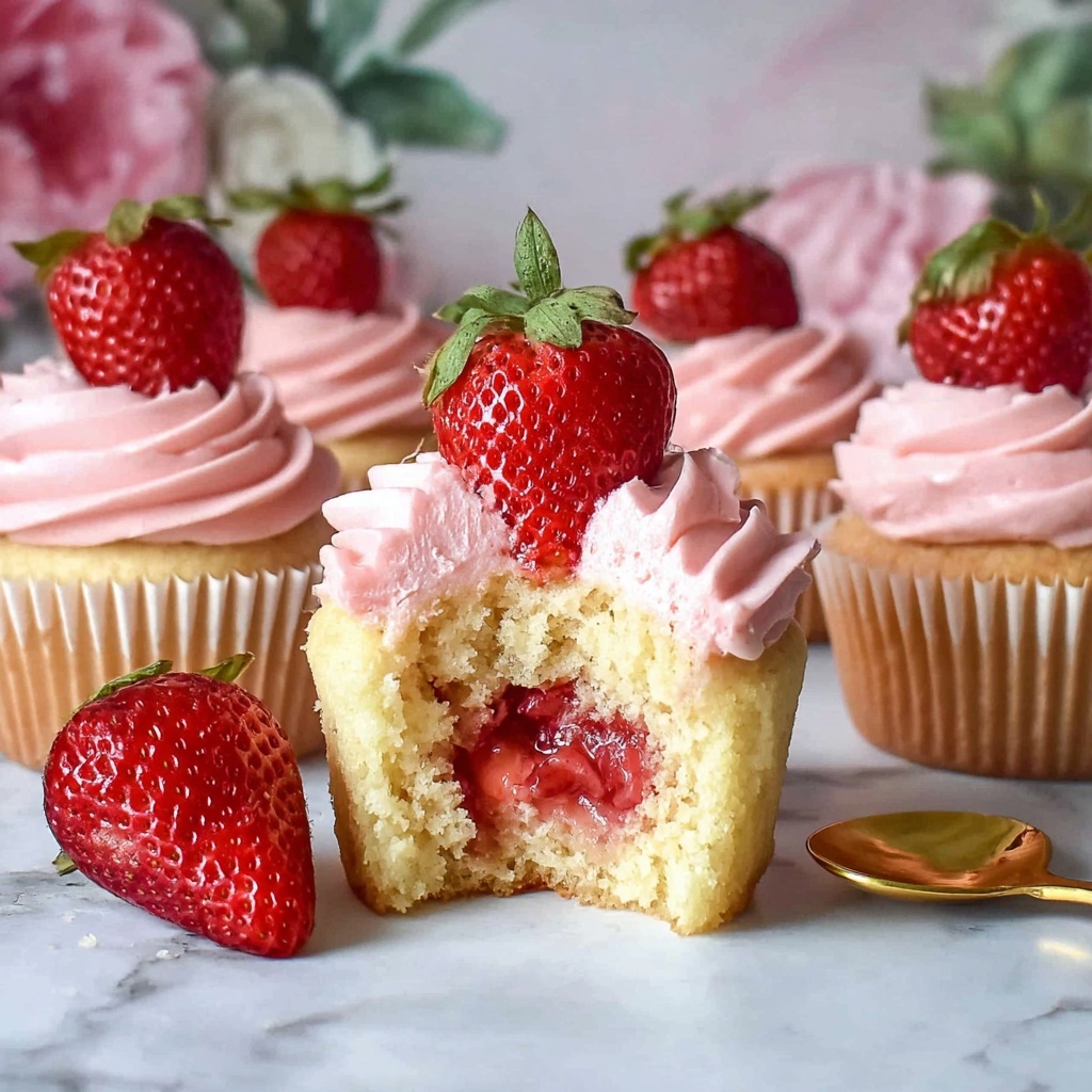 Strawberry Cupcakes with Strawberry Buttercream Recipe - Recipe Image
