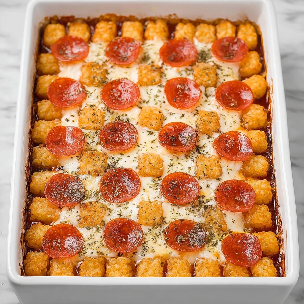 Tater Tot Pizza Casserole Recipe - Recipe Image