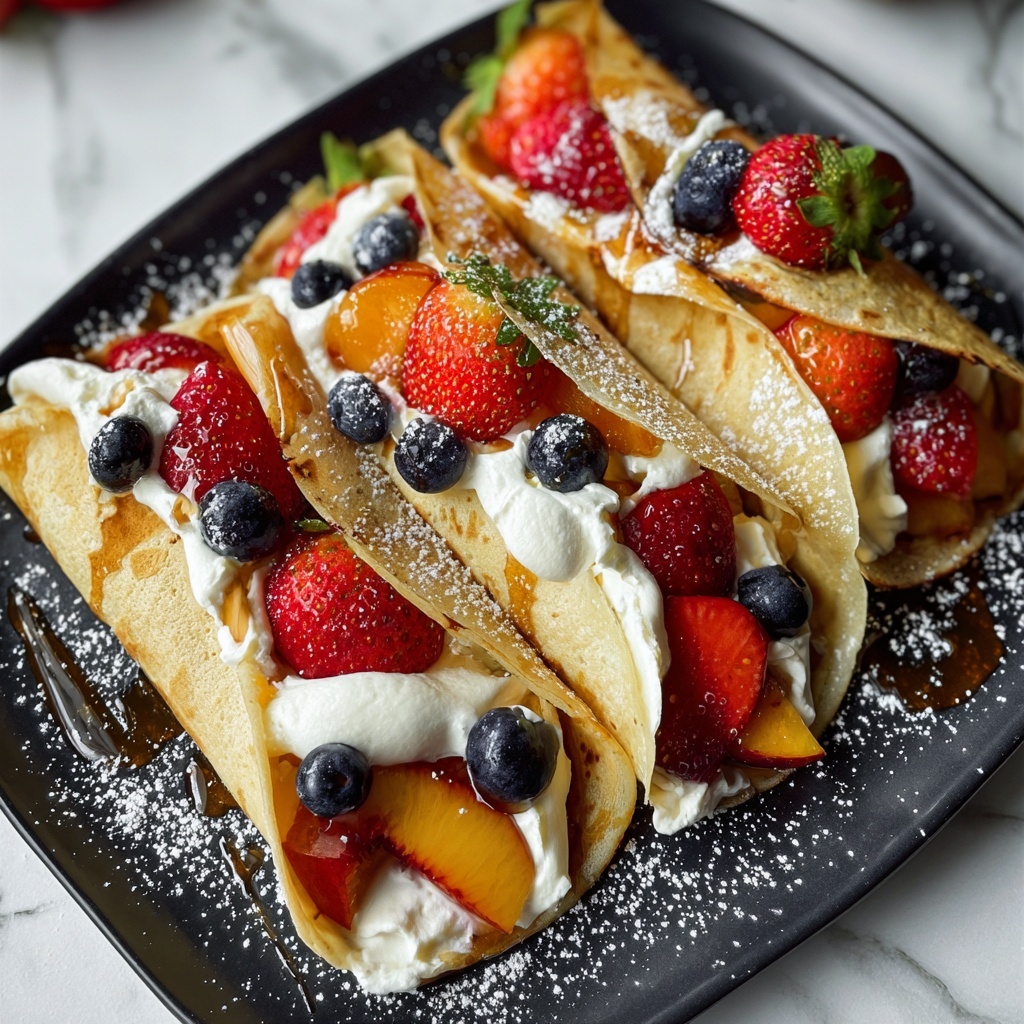 Sweet Pancake Tacos with Fresh Fruit and Whipped Cream Recipe - Recipe Image