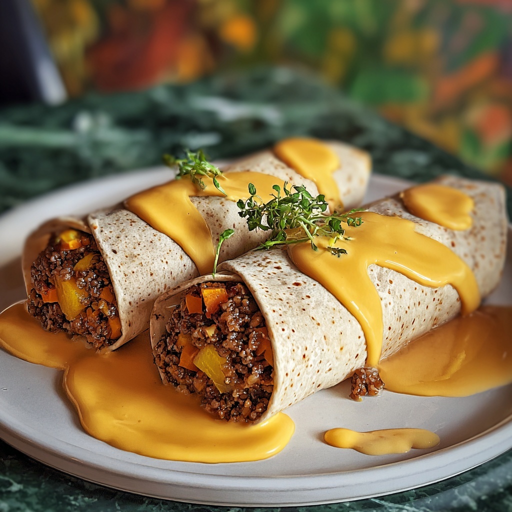 Cheesy Ground Beef Delight Wrap with Creamy Sauce Recipe - Recipe Image