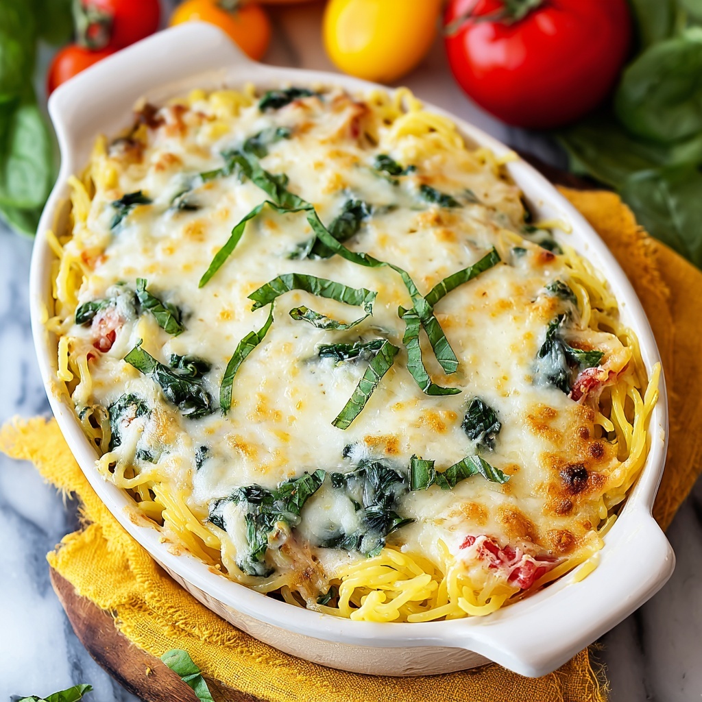 Cheesy Vegetarian Spaghetti Squash Casserole Recipe - Recipe Image