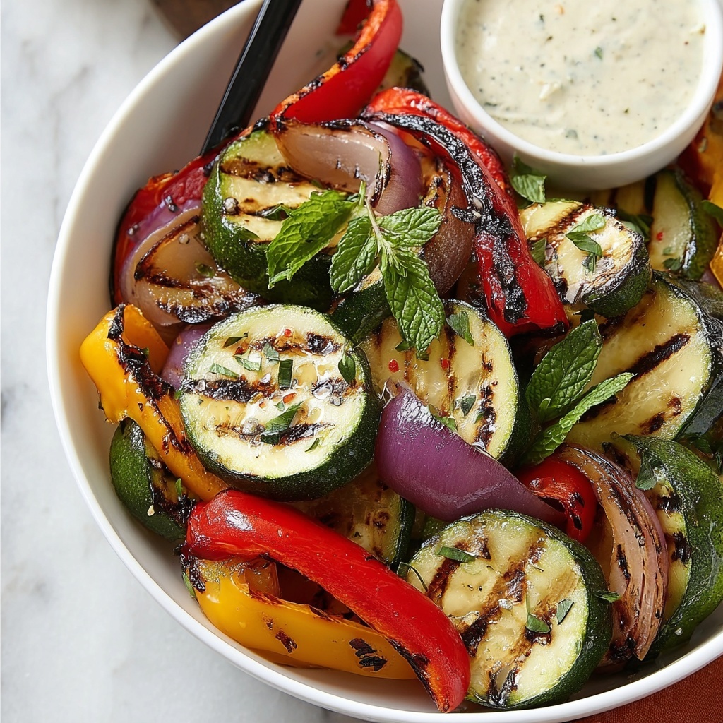 Grilled Vegetable Platter with Spiced Yogurt Sauce Recipe - Recipe Image