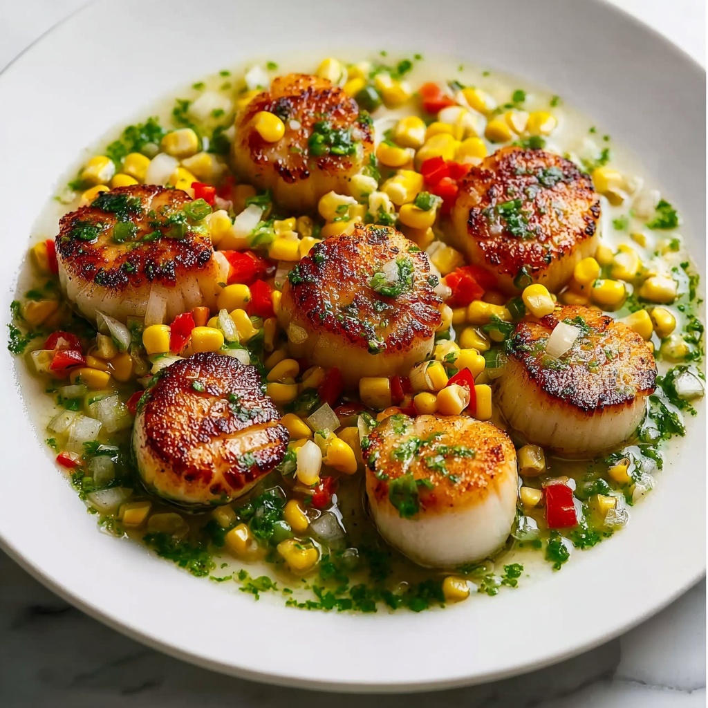Scallops with Sautéed Corn and Chimichurri Recipe - Recipe Image