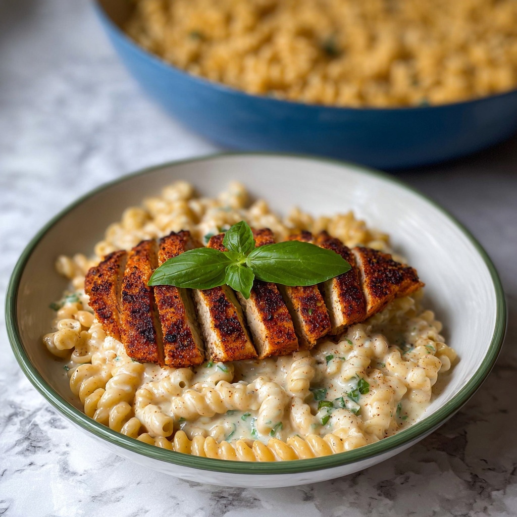 Creamy Garlic Parmesan Pasta with Pan-Seared Chicken Recipe - Recipe Image