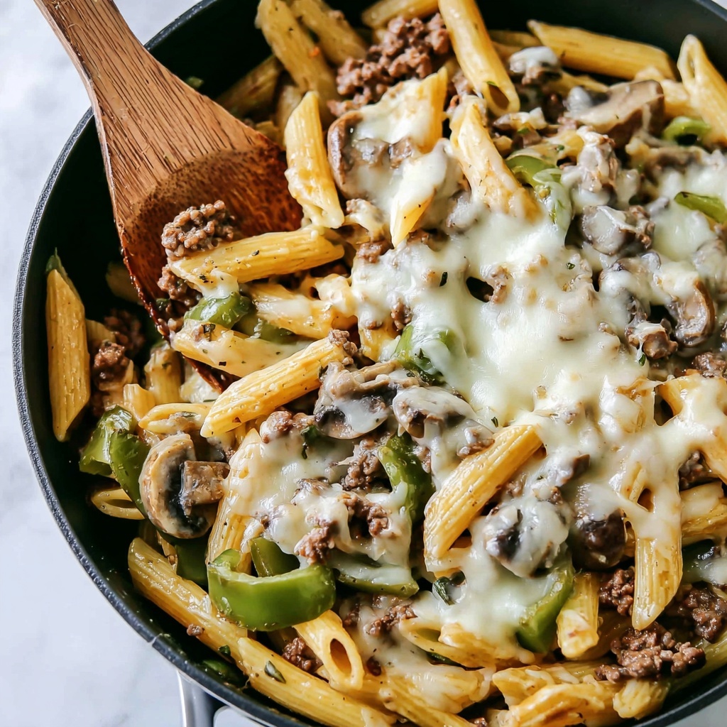 Philly Cheesesteak Pasta Recipe - Recipe Image