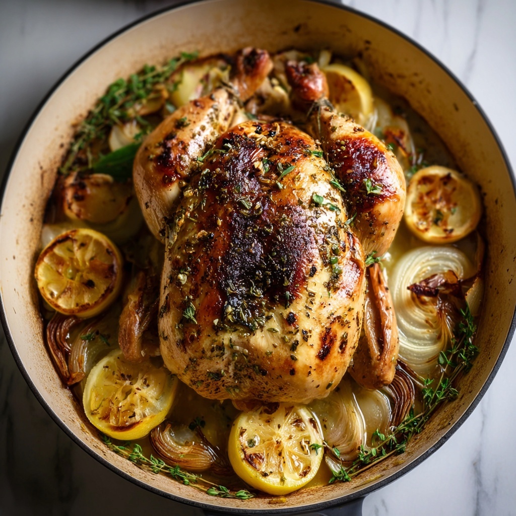 Creamy Lemon Herb Pot Roasted Whole Chicken Recipe - Recipe Image