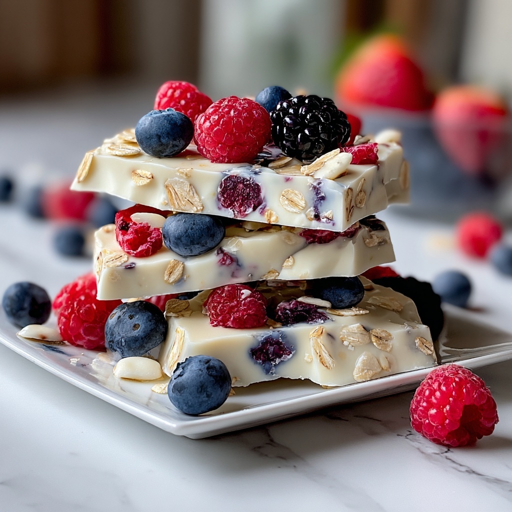 Frozen Yogurt Bark with Mixed Berries and Granola Recipe - Recipe Image