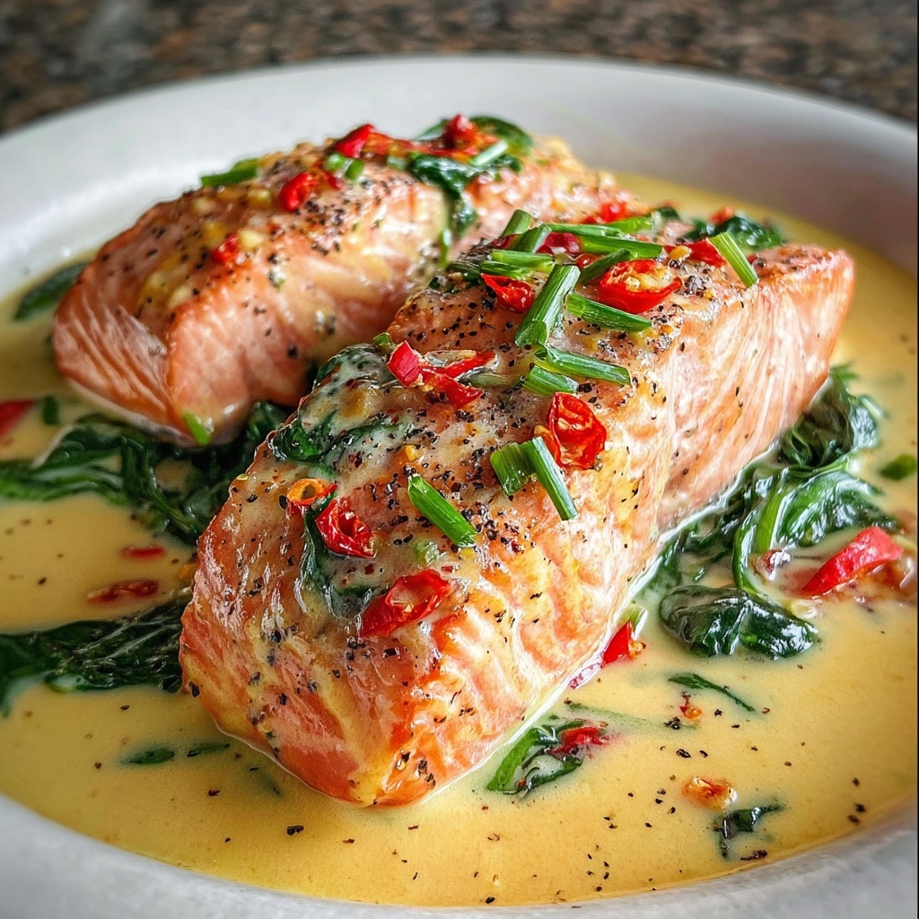 Creamy Roasted Red Pepper Salmon Recipe - Recipe Image