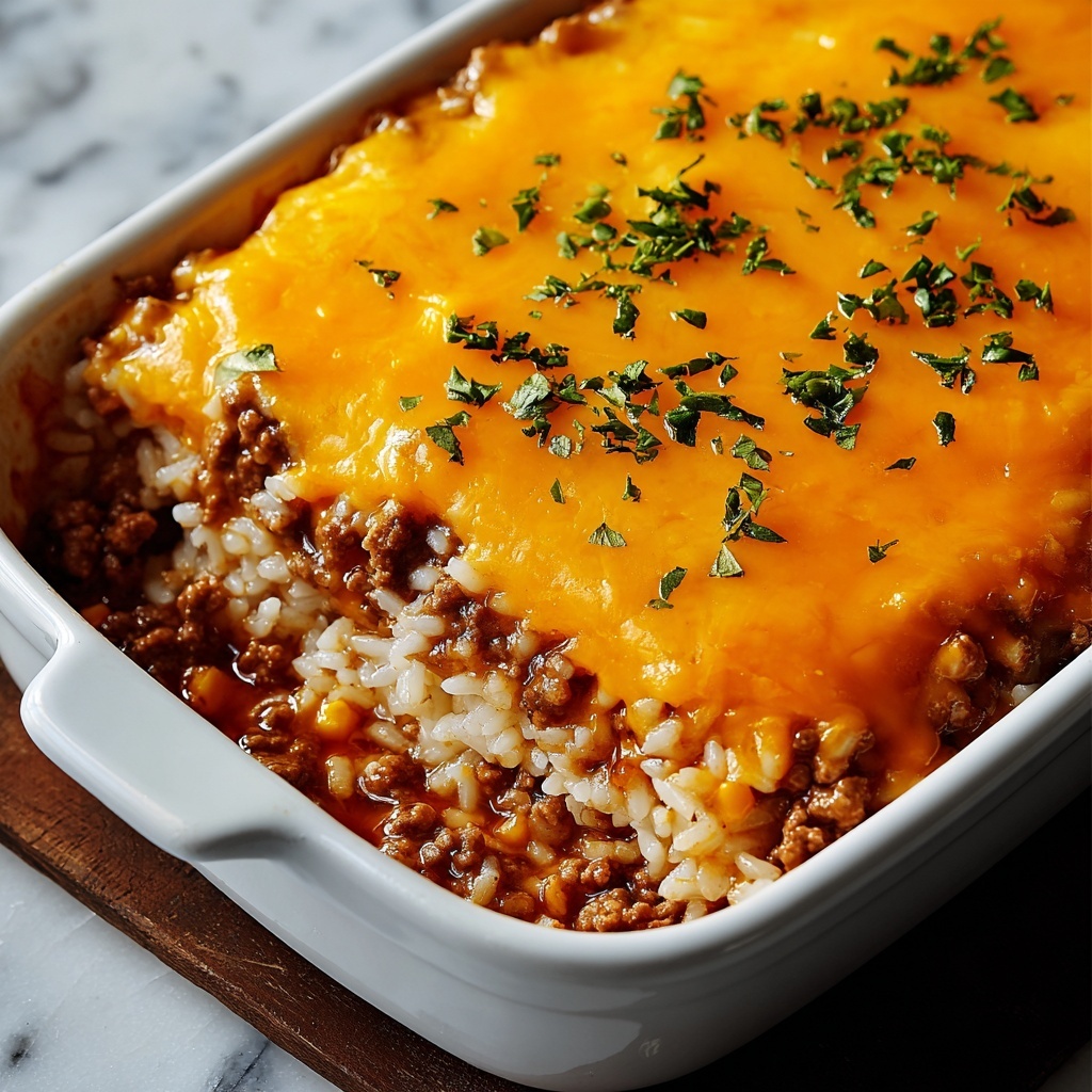 Cheddar-Crusted Ground Beef and Rice Casserole Recipe - Recipe Image