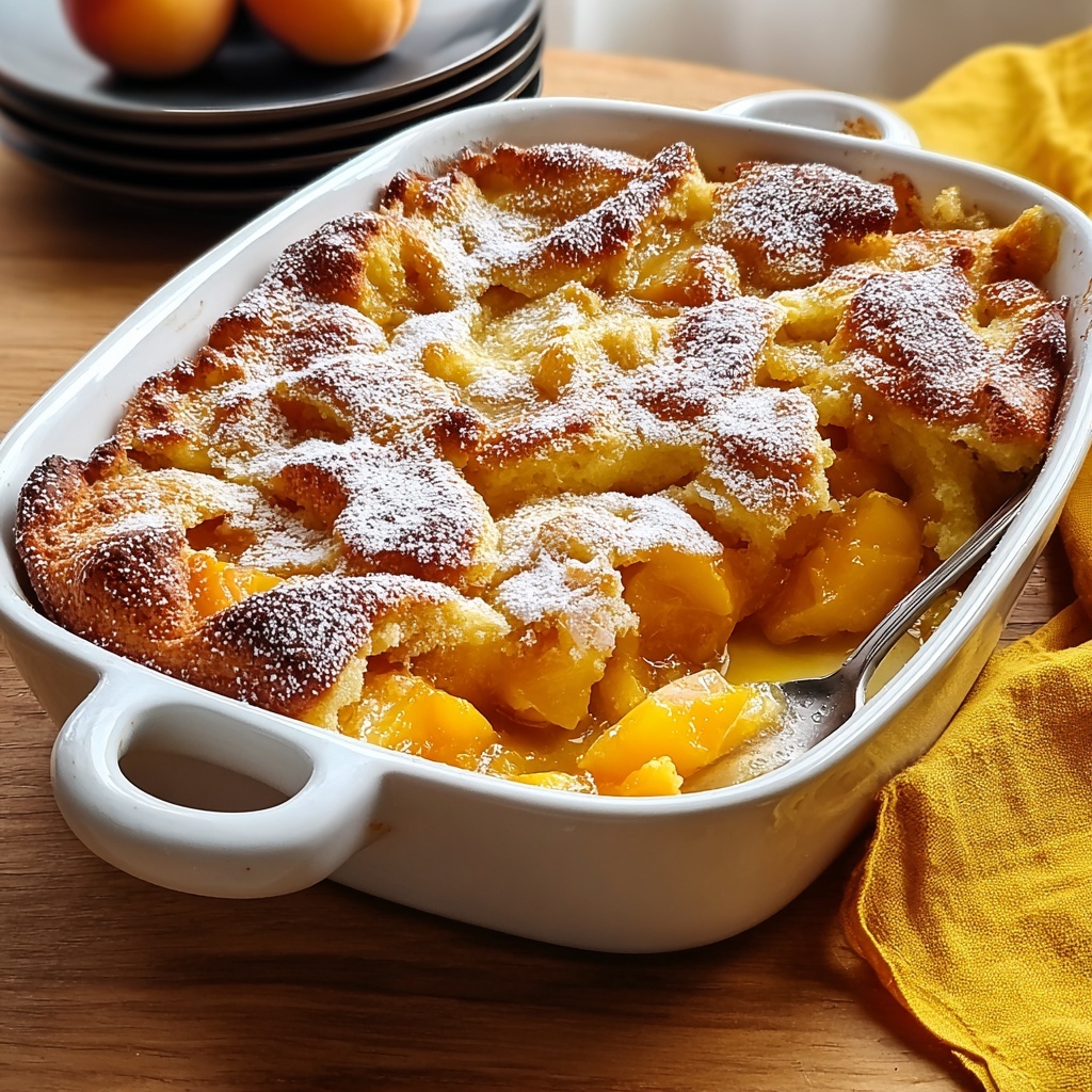 Peach Cobbler Bread Pudding Recipe - Recipe Image