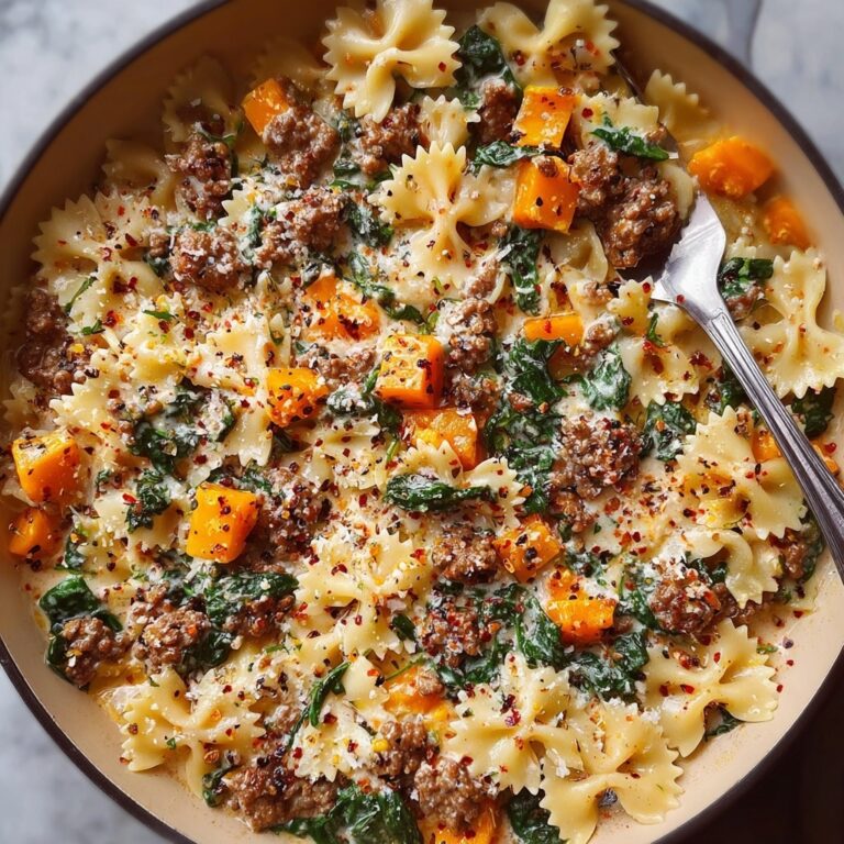 Butternut Squash Pasta with Sausage and Spinach Recipe