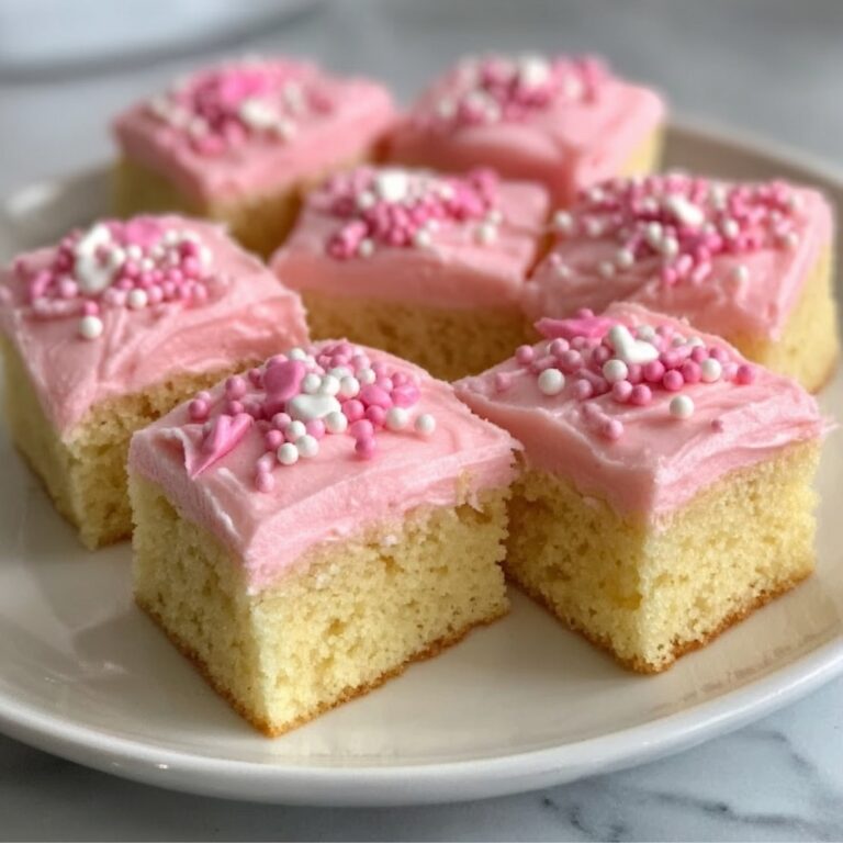 Pink Vanilla Cake Squares Recipe