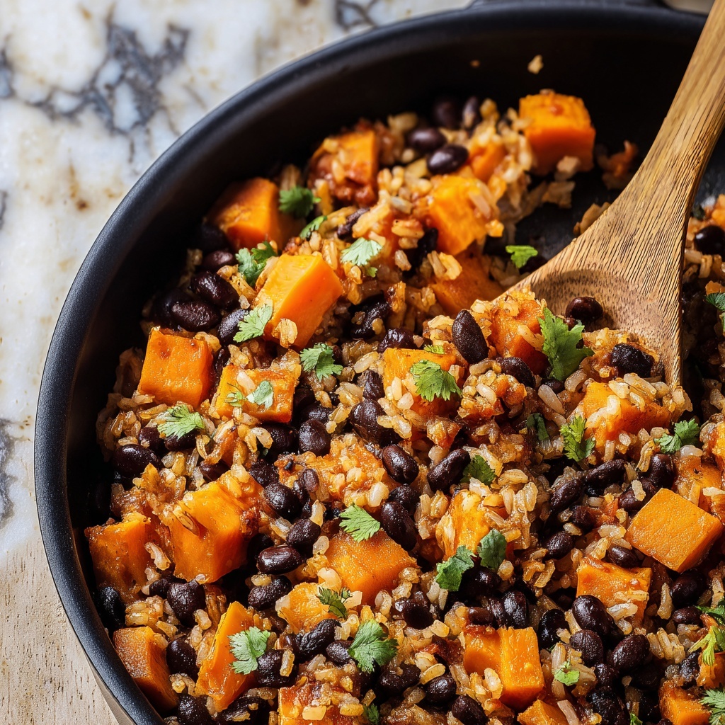 Southwest Sweet Potato, Black Bean, and Rice Skillet Recipe - Recipe Image