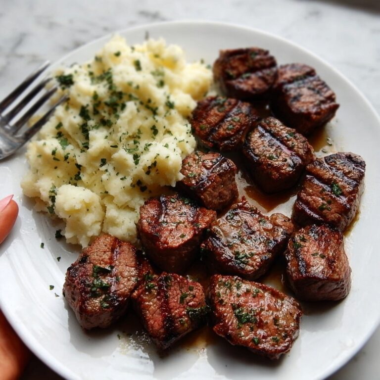 Garlic Butter Steak Bites with Cheesy Smashed Potatoes Recipe