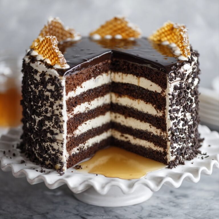 Chocolate Honey Cake with Raspberries and Ganache Recipe