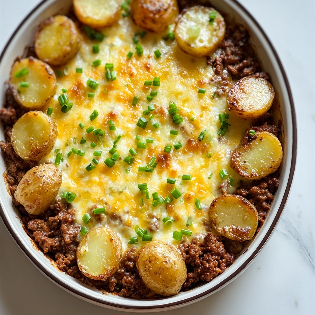 One-Pan Cheesy Meat & Potato Skillet Recipe - Recipe Image