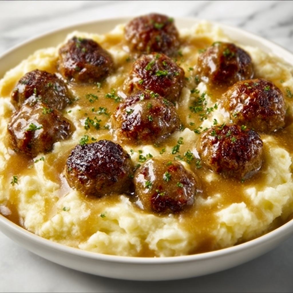 Meatball Mashed Potato Bake Recipe - Recipe Image