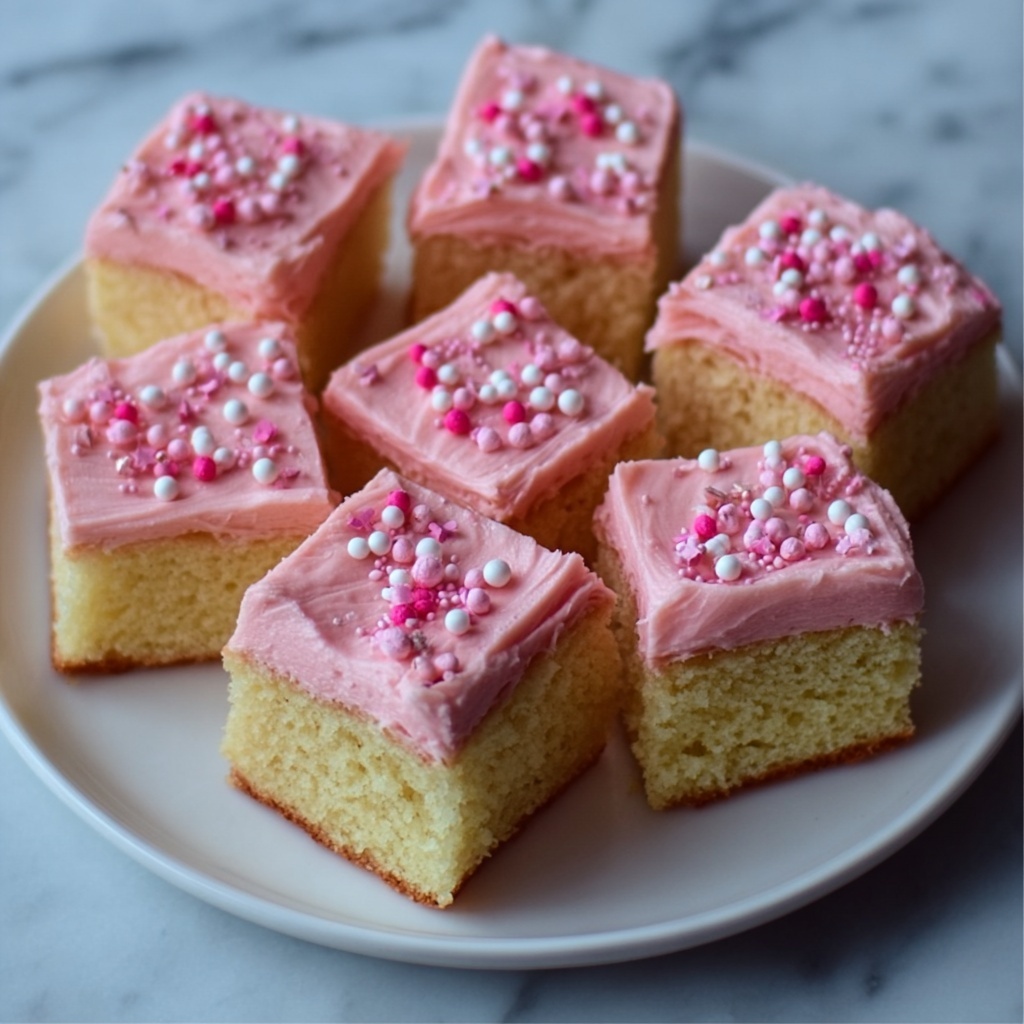 Pink Vanilla Cake Squares Recipe - Recipe Image
