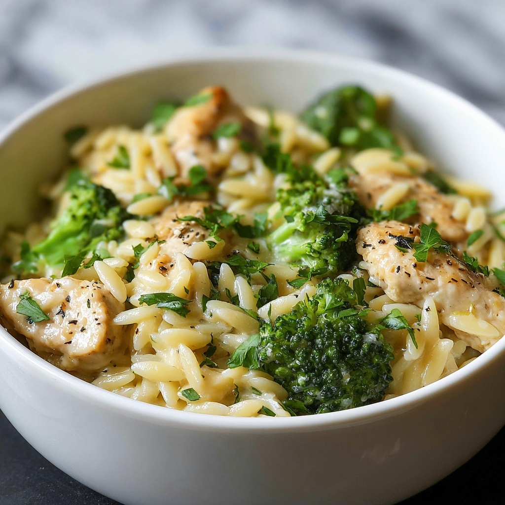 Cheesy Chicken Broccoli Orzo Recipe - Recipe Image