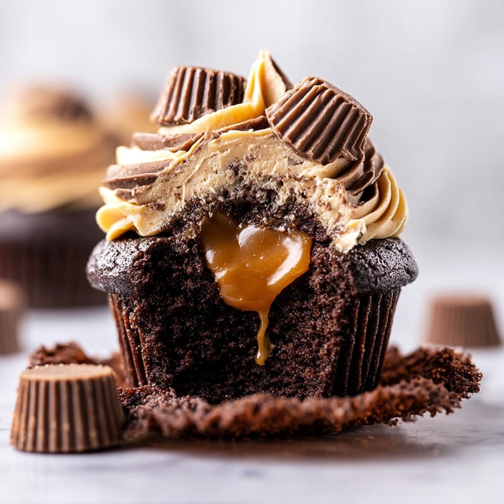 Chocolate Peanut Butter Lava Cupcakes Recipe - Recipe Image