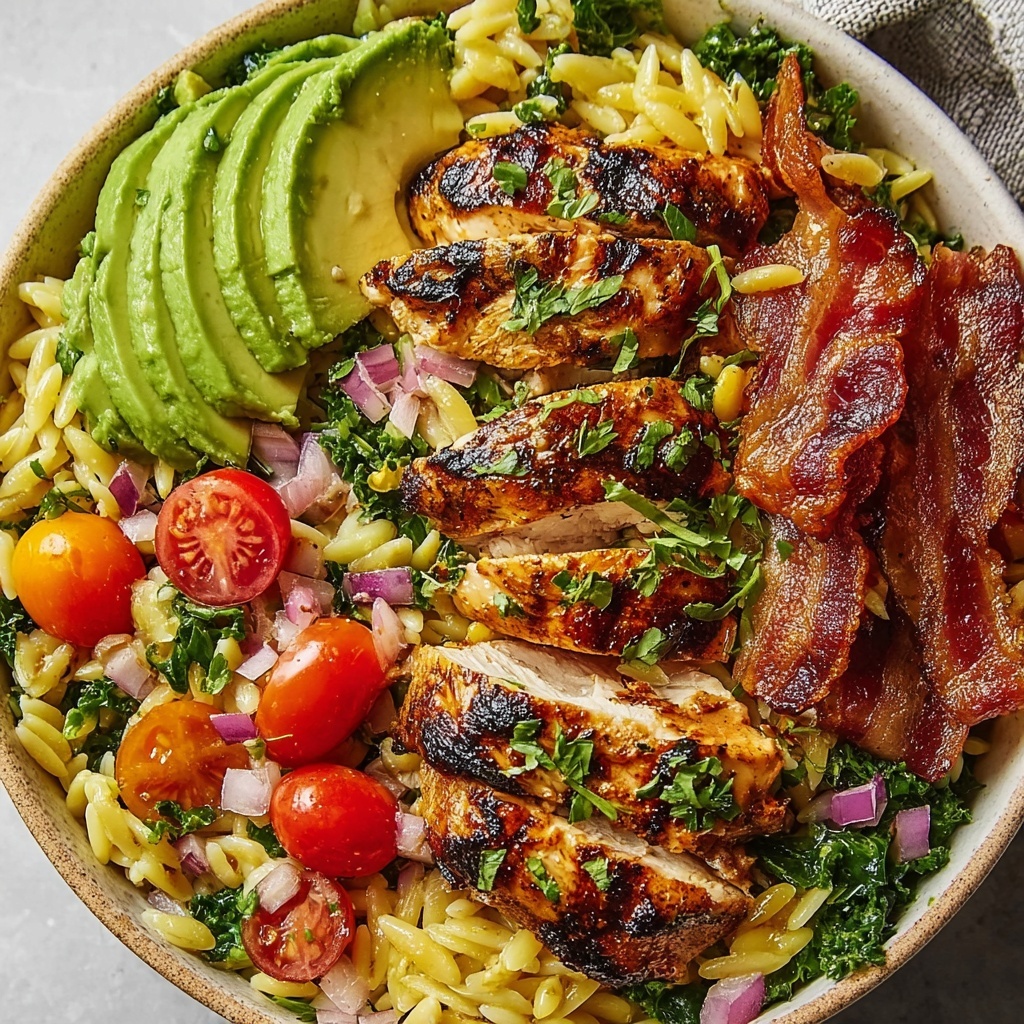 Grilled Lemon Herb Chicken Avocado Orzo Salad Recipe - Recipe Image