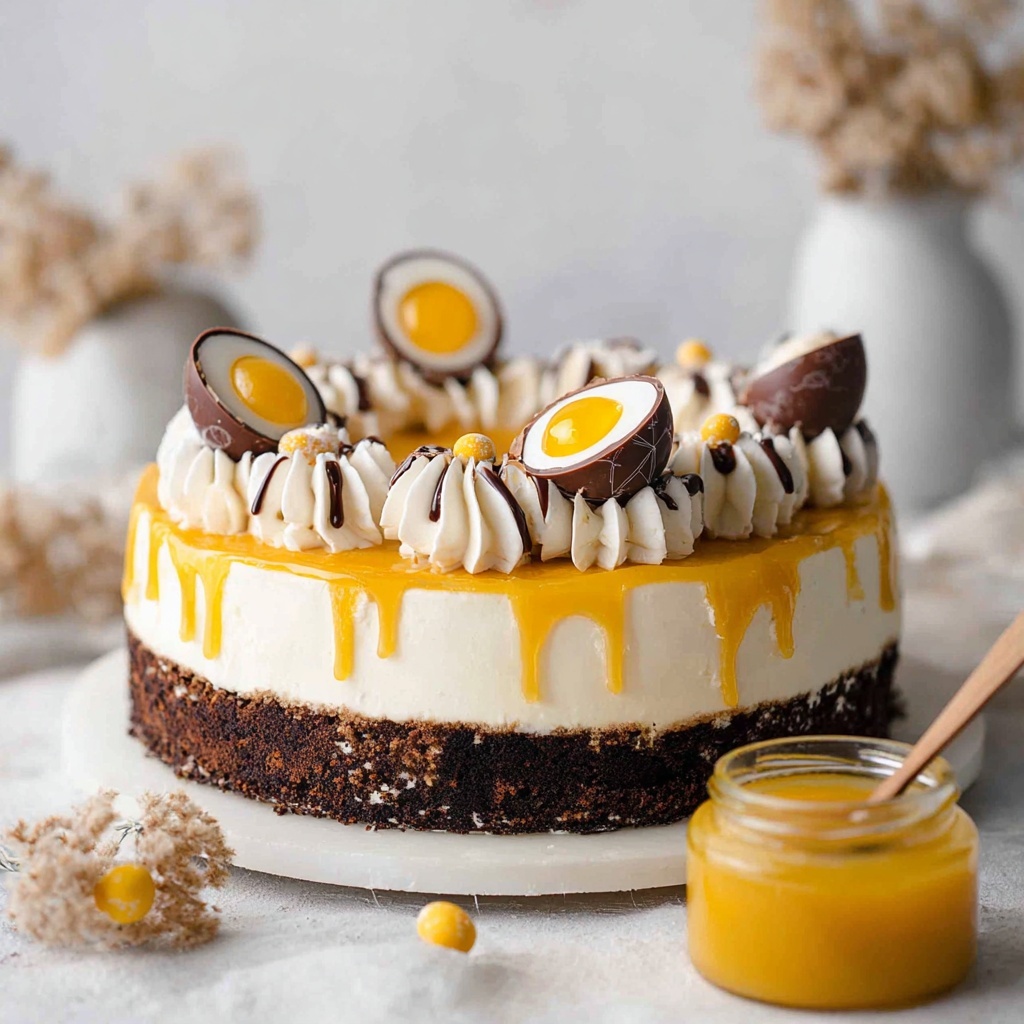 Vegan Creme Egg Cheesecake Recipe - Recipe Image