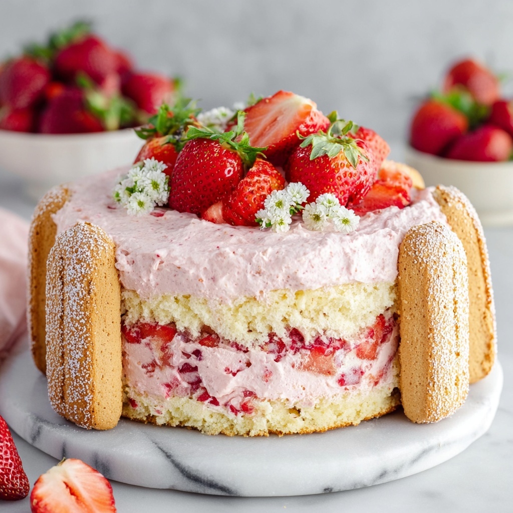 Vegan Strawberry Charlotte (No Eggs, No Gelatin) Recipe - Recipe Image