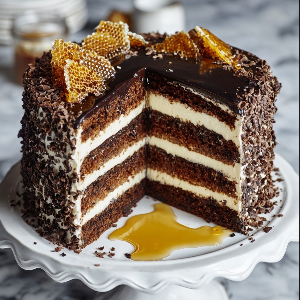 Chocolate Honey Cake with Raspberries and Ganache Recipe - Recipe Image