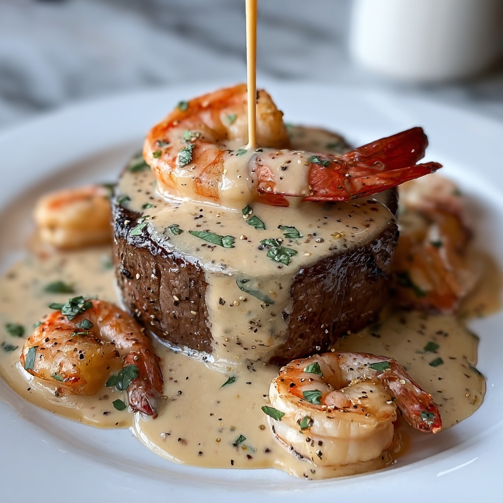 Filet Mignon with Shrimp and Lobster Cream Sauce Recipe - Recipe Image