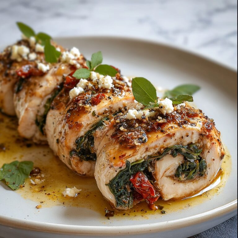 Rolled Chicken with Feta, Spinach, and Sun-Dried Tomatoes Recipe