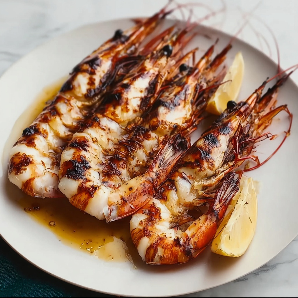 Char-Grilled King Prawns with Lemon Recipe - Recipe Image