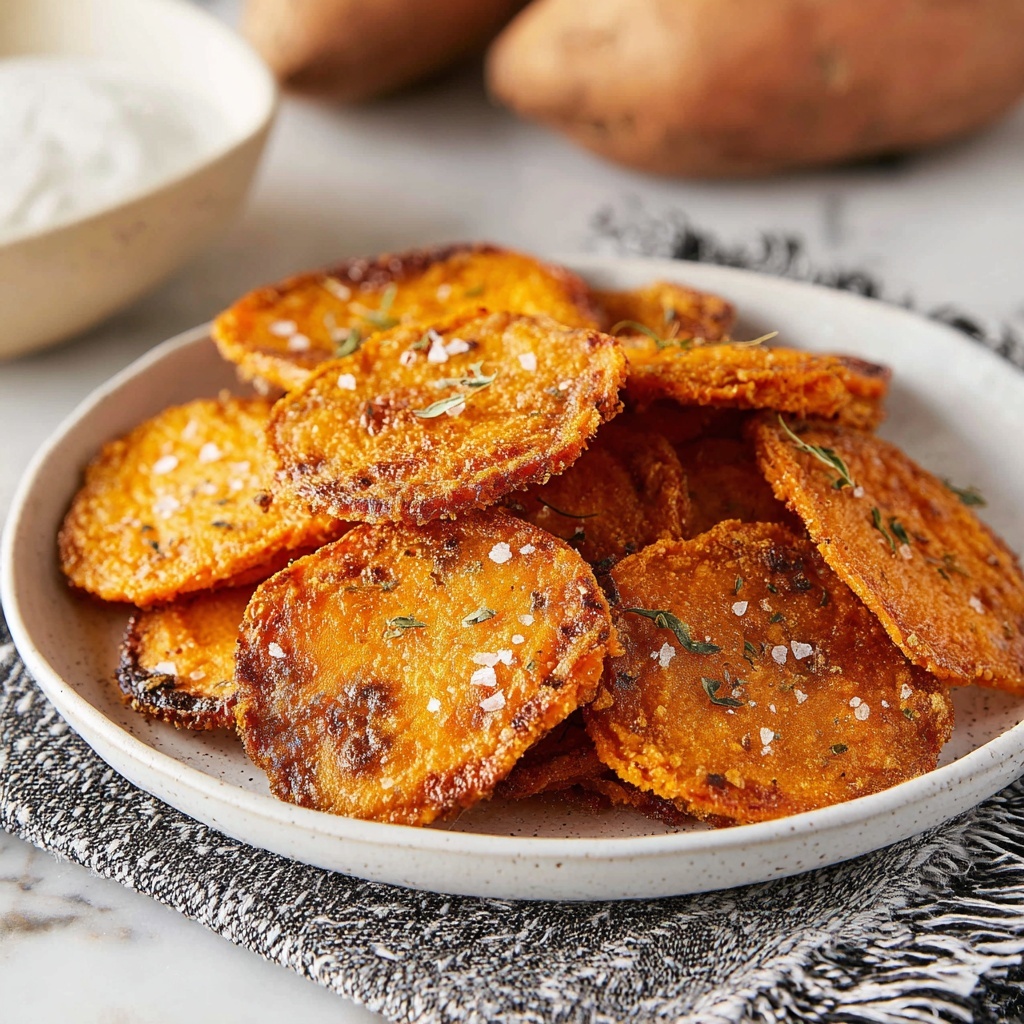 Crispy Smashed Sweet Potatoes with Garlic Yogurt Dipping Sauce Recipe - Recipe Image