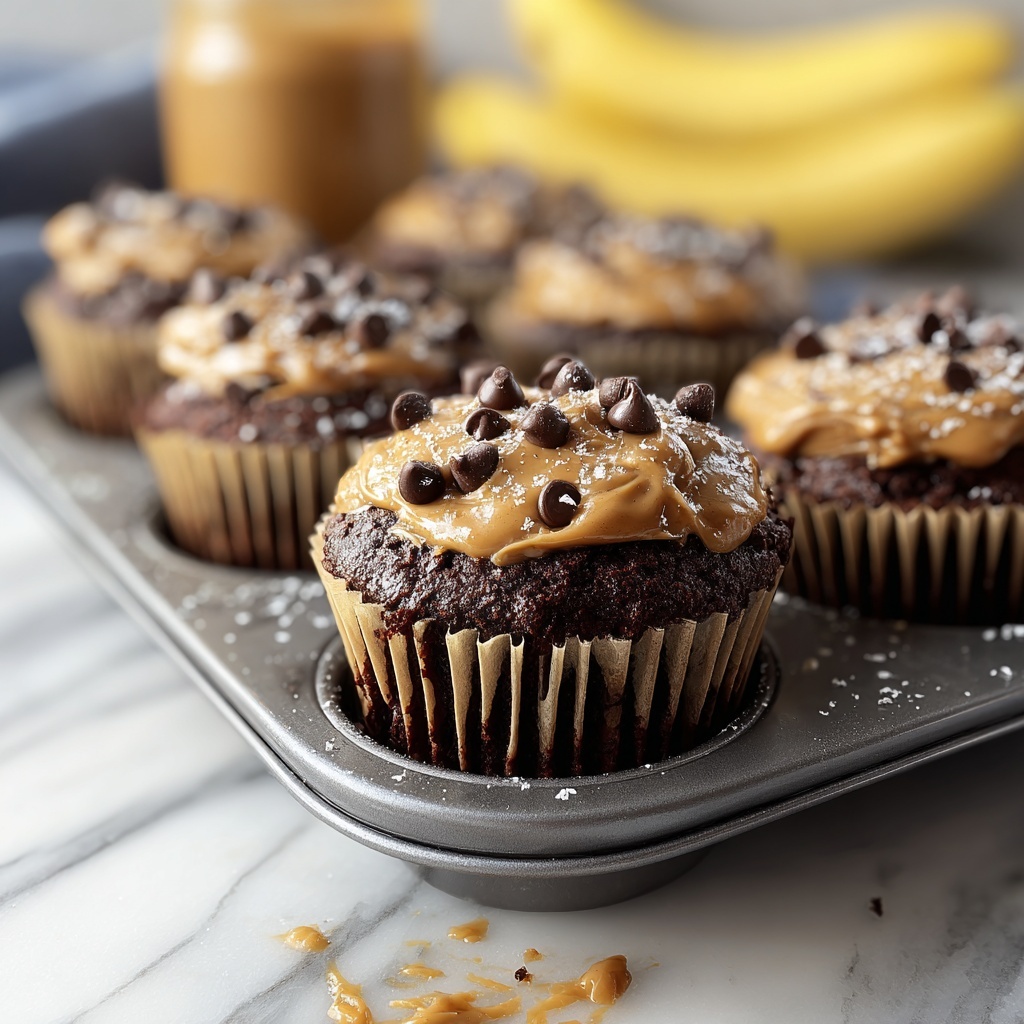 Chocolate Peanut Butter Banana Muffins Recipe - Recipe Image
