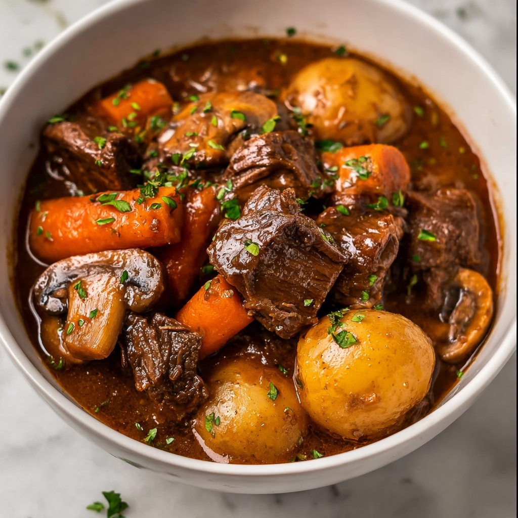 Slow Cooker Beef Stew With Mushrooms Recipe - Recipe Image