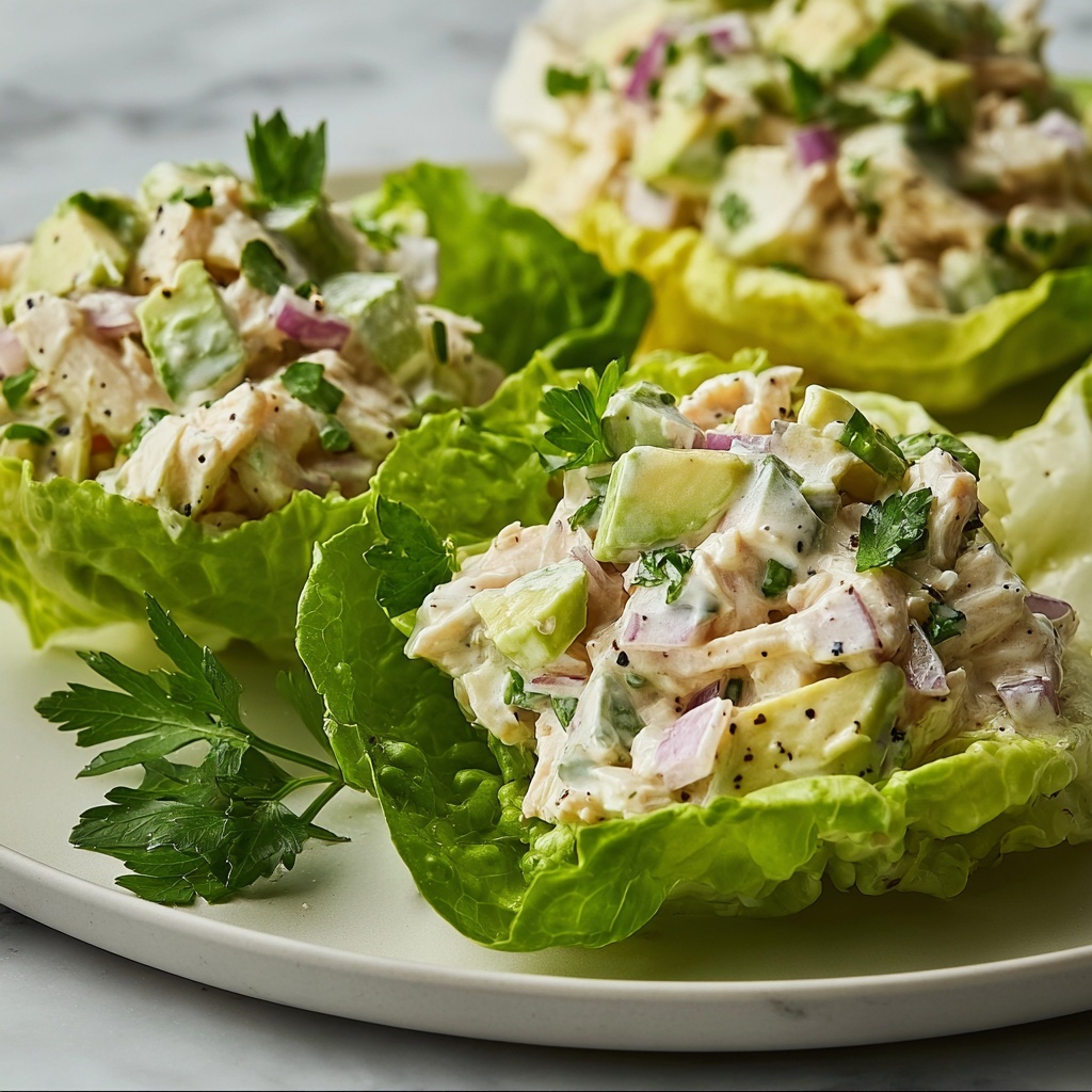 Avocado Chicken Salad Lettuce Wraps Recipe - Recipe Image